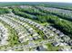 An aerial view of a suburban community with homes nestled among lush greenery and a tranquil lake at 3103 Oliver Stanley Trl, Lancaster, SC 29720