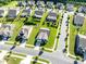 An aerial view of homes in a suburban neighborhood surrounded by well-manicured lawns at 3103 Oliver Stanley Trl, Lancaster, SC 29720