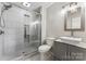 This bathroom features a stand-up shower and a modern vanity at 335 Bob White Run, Salisbury, NC 28147