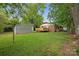 Expansive backyard with lush lawn, wooden deck, and a storage shed, creating an ideal outdoor living space at 3828 Delgany Dr, Charlotte, NC 28215