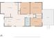 Floor plan showcases an open-concept living room, kitchen, three bedrooms, a bath, and a deck at 3828 Delgany Dr, Charlotte, NC 28215