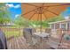 Spacious back deck with outdoor dining set, grill, and peaceful view of the backyard at 3864 Meadow Ridge Nw Dr, Concord, NC 28027