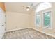 Bedroom featuring a ceiling fan, carpet, and vaulted window for natural light at 4509 Rosecliff Dr, Charlotte, NC 28277
