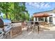 This covered patio features a built in bar, grill and sink with dining and seating area at 4509 Rosecliff Dr, Charlotte, NC 28277