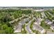 Wide aerial view of the community showcasing its layout, landscaping, and proximity to amenities and roads at 5621 Tipperlinn Way, Charlotte, NC 28278