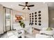 Office space with large desk, vinyl record art, and comfortable seating at 747 Hoke Ln, Davidson, NC 28036