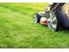 Lawn mower and freshly cut green grass at 9527 Teamwork Nw St, Concord, NC 28027