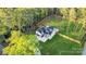 Aerial view of home showcasing its landscaped yard, privacy fence, and backing to a wooded area at 10125 Bethel Church Rd, Midland, NC 28107