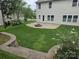 Spacious backyard featuring a paver patio and a fire pit at 1071 Bassett Way, Fort Mill, SC 29707