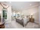 Cozy bedroom with lake views, patterned bedding, and elegant window treatments at 140 Lightship Dr, Mooresville, NC 28117