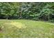 A fenced backyard has a grassy lawn and green trees for privacy at 2745 Stockwood Dr, Gastonia, NC 28056