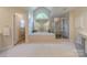 Bright bathroom with glass shower, tub, and tile floors at 3304 Danhill Pl, Matthews, NC 28105