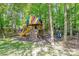A fun backyard playground with a slide, climbing wall, and swings for the to enjoy at 3304 Danhill Pl, Matthews, NC 28105