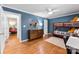 Comfortable bedroom with bunk beds, desk, wood floors and large closet for ample storage at 3424 Clydesdale Dr, Gastonia, NC 28056