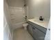 This bathroom features a shower-tub combo and vanity with a modern black faucet at 4017 Grommet Ct, Matthews, NC 28105