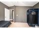 Bedroom with an indoor sauna and doorway to a hallway at 4845 Midway Sand Rd, Hickory, NC 28601