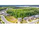 Overhead shot featuring a lakefront community with wooded areas, manicured lawns, and upscale homes at 5065 Watersail Way, Clover, SC 29710