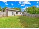 Side view of the backyard featuring a grassy lawn and wooden privacy fence at 5648 Woodard St, Charlotte, NC 28269