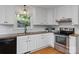 Modern kitchen with stainless steel appliances, granite countertops, and stylish backsplash at 6719 Woodshed Cir, Charlotte, NC 28270