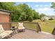 Enjoy outdoor living on this back deck with wooded views and comfortable seating at 1792 Hoffman Rd, Gastonia, NC 28054