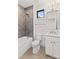 Stylish bathroom featuring a tub/shower, updated vanity, and modern finishes for a luxurious experience at 242 Shoreline Loop, Mooresville, NC 28117