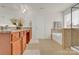 Bright bathroom featuring a soaking tub and glass-enclosed shower with granite countertops at 282 Fischer Rd, Fort Mill, SC 29175