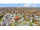Aerial view of a townhome community surrounded by colorful autumn trees at 3109 Heathstead Pl, Charlotte, NC 28210