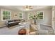 Inviting living room with plush seating, stylish decor, ample natural light, and backyard views at 3901 Kitley Pl, Charlotte, NC 28210