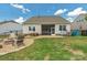 Inviting backyard with a screened porch, stone firepit area, and well-maintained lawn, perfect for outdoor enjoyment at 4040 Deep River Way, Waxhaw, NC 28173
