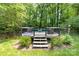 Above-ground pool with deck, landscaping, and privacy fence at 4700 Hickory Grove Rd, Mount Holly, NC 28120