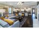 Open-concept living area seamlessly connects to the modern kitchen, featuring stylish furniture and dark wood floors at 5059 Valita Rd, York, SC 29745