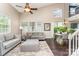Spacious living room with vaulted ceiling, comfortable seating, and hardwood floors at 8734 Meadowmont View Dr, Charlotte, NC 28269