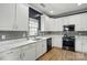 Modern kitchen featuring white cabinets, granite countertops, and stainless steel appliances at 8833 Cavonnier Ln, Charlotte, NC 28216
