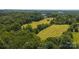Lush aerial view of a lush, wooded lot with interspersed, cultivated hay fields ready for development at 1040 Nc 90 W Hwy, Taylorsville, NC 20681
