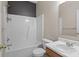 Bright bathroom with a shower-tub combination and a single sink at 4729 Nijinsky Ct, Charlotte, NC 28216