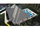 Aerial shot of a backyard with a sparkling pool and an outdoor seating area for entertaining at 67 41St Nw Ave # 3, Hickory, NC 28601