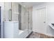 Walk-in shower with beautiful custom tile at 7218 Jacobs Fork Ln, Charlotte, NC 28273