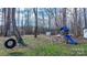 An expansive backyard featuring a swing set, tire swing, and ample space for recreation at 7648 Forest Oak Dr, Denver, NC 28037