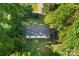 An aerial view highlights the home's backyard and position, surrounded by lush greenery for privacy at 1055 Cedar Hill Dr, Rockwell, NC 28138