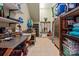Organized garage interior featuring shelving and storage solutions to maximize space at 12048 Royal Portrush Dr, Charlotte, NC 28277