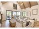 Cozy living room with vaulted ceiling, fireplace, large sliding doors to outdoor living at 3524 Lacie Ln, Charlotte, NC 28211