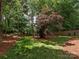 A lush green backyard with mature trees offers a serene and private outdoor space for relaxation at 3721 Providence Plantation Ln, Charlotte, NC 28270