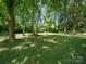 Secluded backyard surrounded by mature trees, providing privacy and natural beauty at 4101 New Castle Ln, Monroe, NC 28110