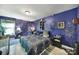 Cozy bedroom with artistic blue walls, unique decor, and comfortable furnishings at 7710 Grove Hall Ave, Mint Hill, NC 28227