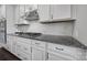 Modern kitchen featuring stainless steel appliances, granite countertops, and sleek white cabinetry at 1001 Emory Ln, Fort Mill, SC 29708