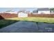 Wide backyard featuring a shed, lawn, patio, and wood privacy fence at 10146 Hawkeye Dr # 2, Charlotte, NC 28273