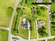 Aerial shot highlighting approximate lot lines, pool, outbuilding, shed and lush greenery at 1305 Glenview Ln, Rock Hill, SC 29730