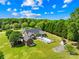 Stunning aerial view of the backyard, pool, screened porch, and surrounding greenery at 1305 Glenview Ln, Rock Hill, SC 29730