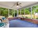 Cozy screened porch with comfortable seating, a ceiling fan, and views of the backyard at 1305 Glenview Ln, Rock Hill, SC 29730
