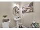 Tastefully decorated powder room featuring modern fixtures and stylish decor at 1497 Striped Bass Ln, Clover, SC 29710